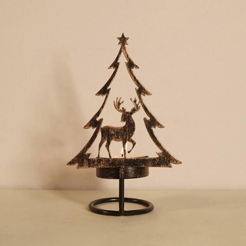 Antique Styles Christmas Candlestick, Durable Iron Candle Stand Home Decors for Holiday Celebration Christmas Item