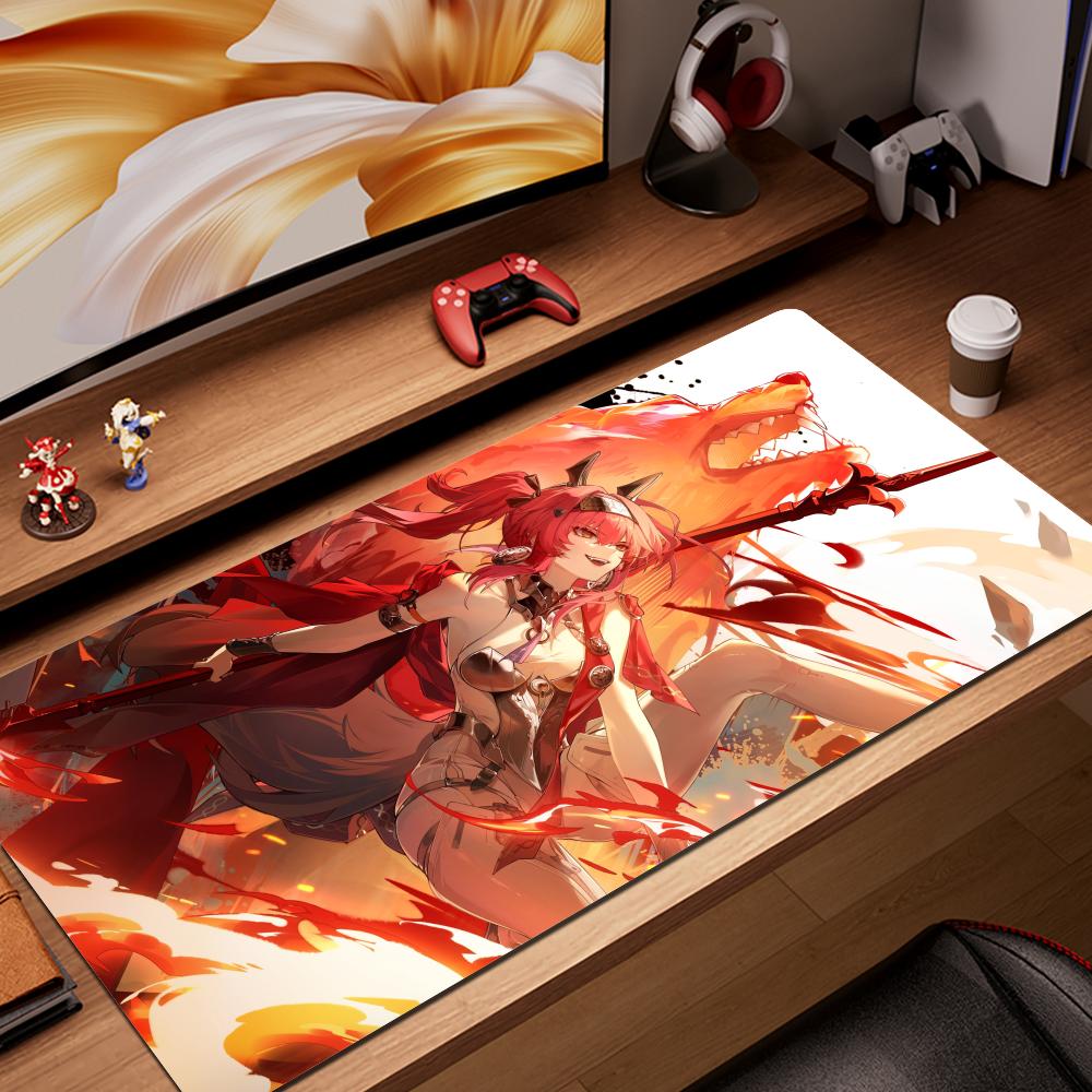 Gaming-Mauspads Große Schreibtischmatte Rutschfeste Genähte Kanten Stilvoller Lila Anime-Druck Erweiterte Tastaturmatte für Gamer Büro