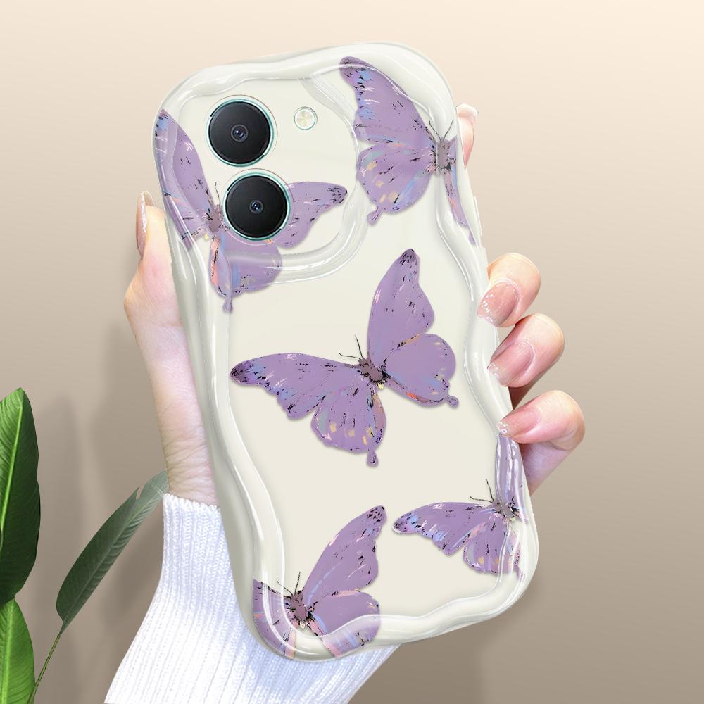 Cute Cartoon Pattern Cream Texture Casing Wavy Edge Soft Silicone Cover Phone Case for Vivo