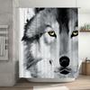 Whimsical Wolf Print Shower Curtain High-Quality Waterproof Fabric Decor For Your Bathroom Modern Stylish Design In Black White