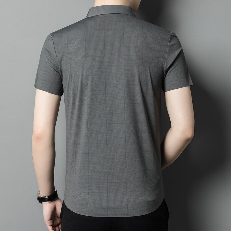 Summer Men's Middle-Aged & Young Lapel Collar Breathable Fashion Casual Short Sleeve Shirt Top