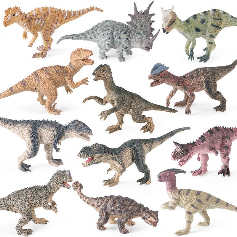 Dinosaur Model Set: Sharktooth Dragon, Pachycephalosaurus, Dilophosaurus, Oviraptor, Styracosaurus, T. Rex, Megalosaurus Plastic Toy