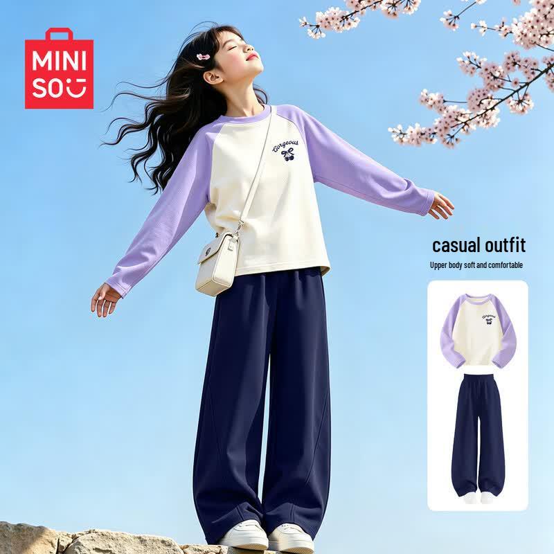 Miniso Girls' Autumn Casual Long-Sleeve Two-Piece Set