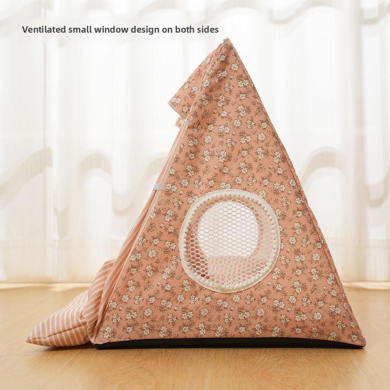 Cute Cat Tent House Removable Clean Dog Tent Bed Breathable Cool Cats Summer Cave Large Space Puppy Kitten House Pet Accessories