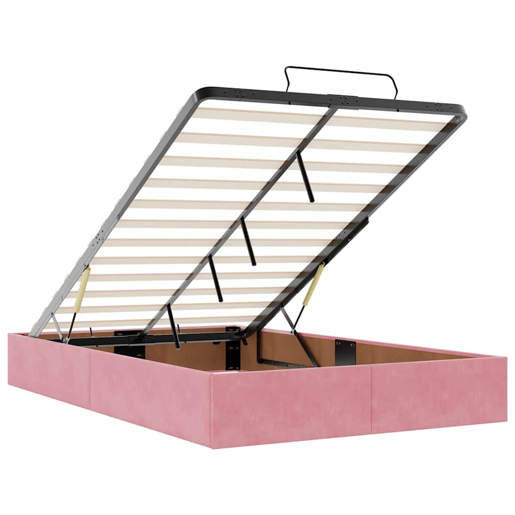 Ottoman Bed without Mattress Pink 120x200 cm Velvet
