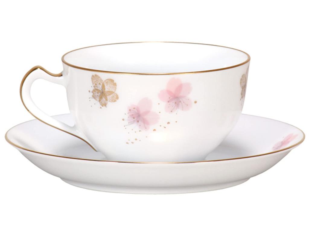 Okura Pottery Art, Cherry Blossom Series, 3rd Edition "Hatsumiyozakura" Cup & Saucer, Coffee/Tea, Approx. 235cc, Made In Japan, 1c/a682-3