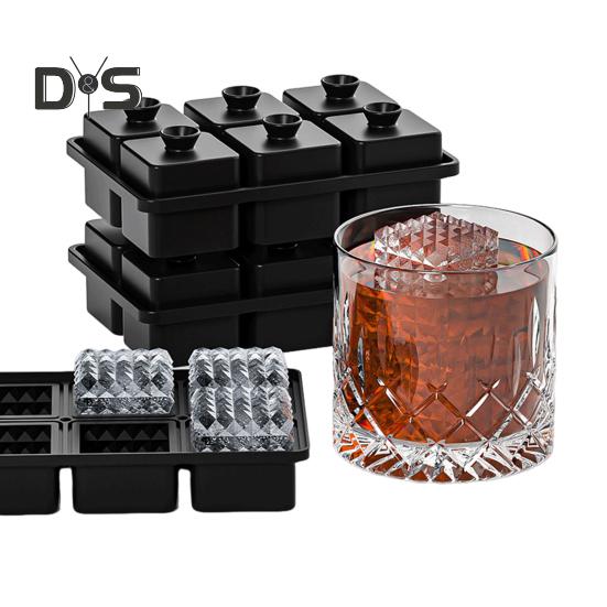 Large Ice Cube Tray Sphere Ice Cube Mold Slow Melting 6 Cavity Ice Cubes Maker for Cocktails Whiskey