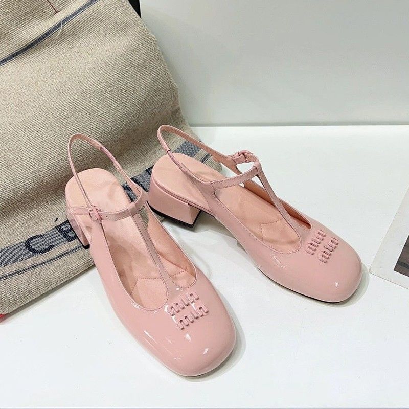 Blue Sandals for Woman Summer 2025 Women's Shoes with Medium Heels Pink Footwear Leather Square Comfort Trend Vip Sale Casual F