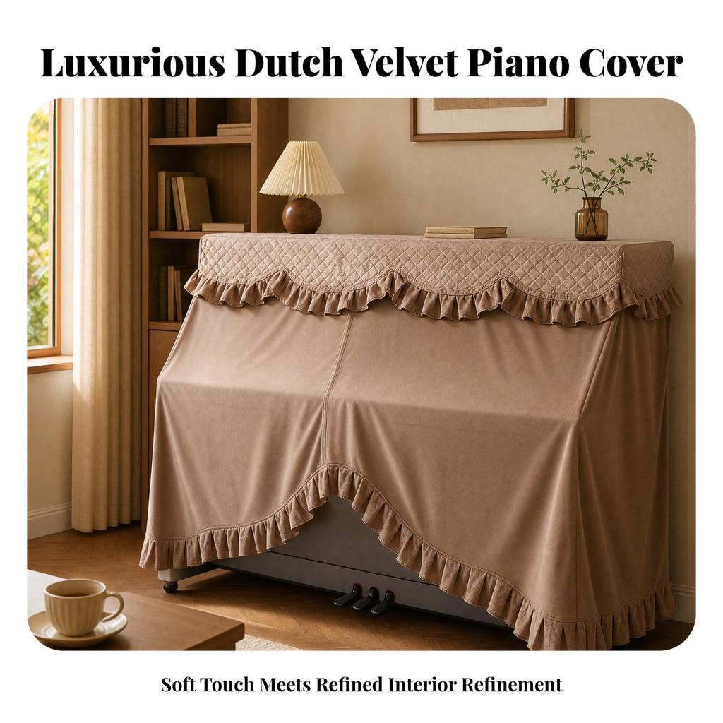 Velvet Piano Cover Dust-Shield for Home Music Rooms, Living Rooms