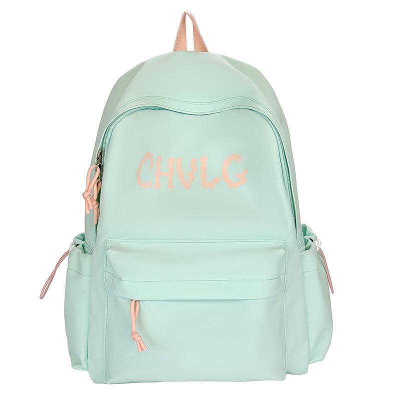 School bag solid color letters large capacity Korean version ins fresh and sweet casual simple back