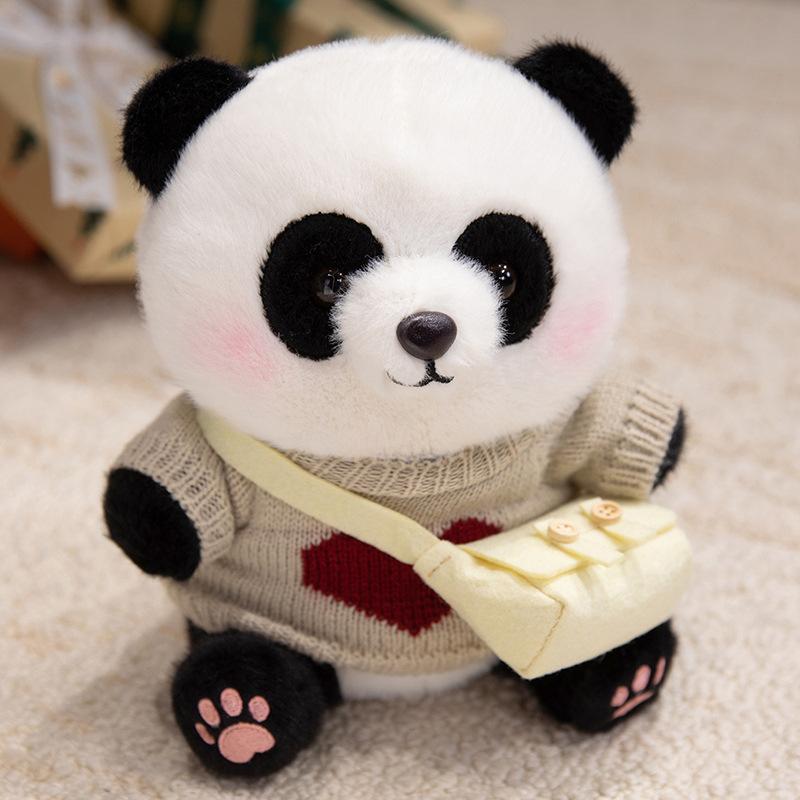 Cute Cute Dressed Panda Doll Plush Toy Black And White Panda Doll Children Accompany Soothing Doll