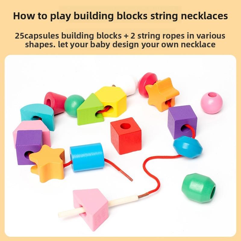 Geometric Stackable Wooden Blocks Educational Toy Kids Brain Play Development