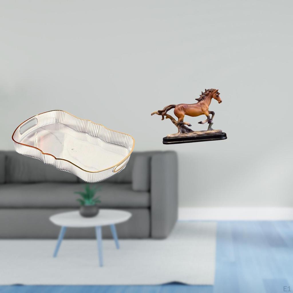 Breakfast Vanity Tray for Fruit And Cosmetic Storage with Horse Figurine Artwork Ornament Desk