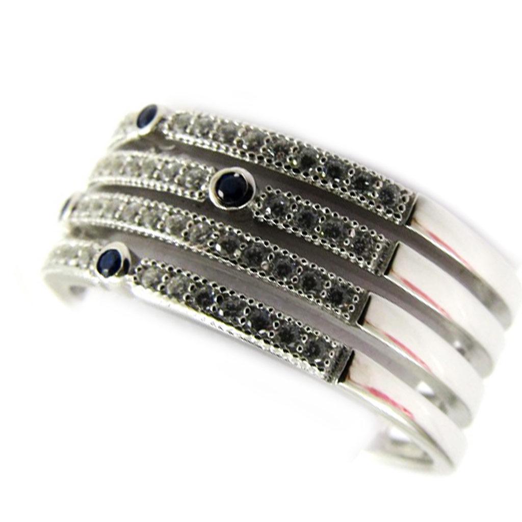 Silberring 'Sissi' weißer Saphir (rhodiniert) - 10 mm