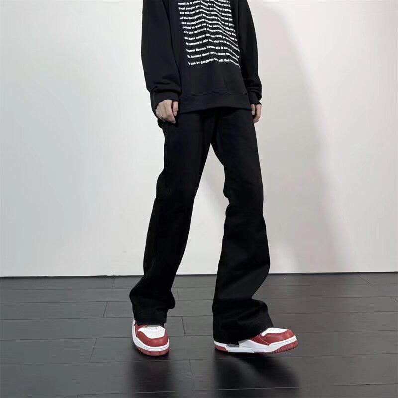 

Унисекс черные расклешенные джинсы: Ретро Уличный Вайб, Свободный и Универсальный Клинфит. S чёрный