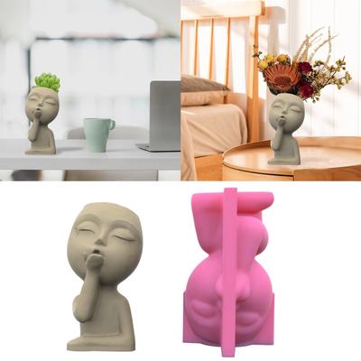 Stampo in silicone per vaso di fiori in resina adatto per giardino fai da te Vaso di fiori in cemento Portacandele Artigianato Decorazioni per la casa