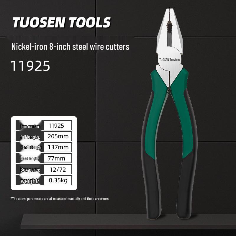 Tuosen Multi-Functional Nickel-Iron Pliers: 6-inch & 8-inch Angled Jaw Wire Cutters for Electricians