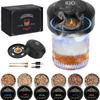 Kit de fumoir à whisky électrique avec modes lumineux, sans butane, Kit de fumoir à cocktail rechargeable avec écran LED et 6 copeaux de bois, Fumoir Old Fashioned