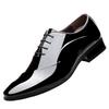 Men's New Formal Business Leather Shoes Spring Fashion Lace Up Pointed Patent Leather Wedding Shoes Big Size 38-48 Men's Shoes
