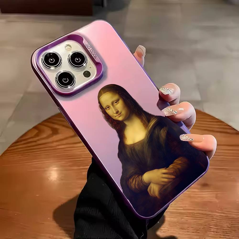 Het meisje met de parel and Mona Lisa Phone Case For iPhone 17,16,15,14,13,12,11,Pro Max,Plus Candy Silver Cover
