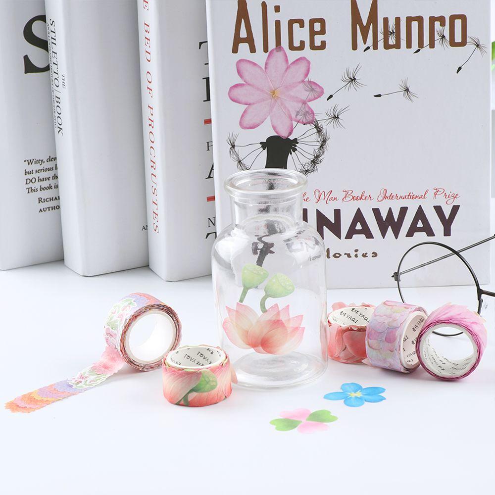 200PCS Adhesive Sticker Stylish Sticky Paper Flower Petals Tape Scrapbooking Masking Tape