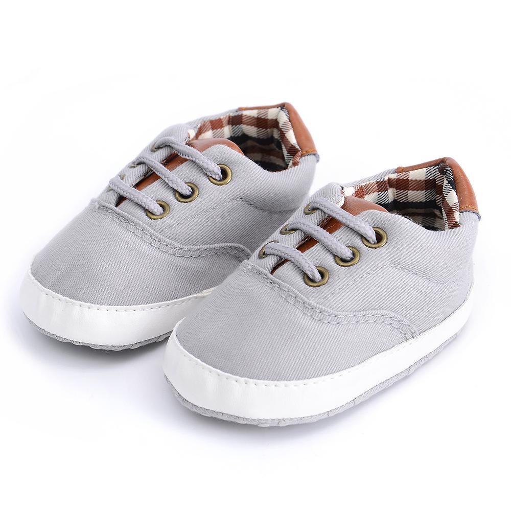 Spring & Autumn Solid Color Lace-Up Soft Sole Canvas Shoes for Infants & Toddlers (0-1 Year) - D712