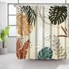 Bohemian Shower Curtain Abstract Art Medieval Tropical Plants Washable Bathtub Shower Curtain with Hook 180x180cm