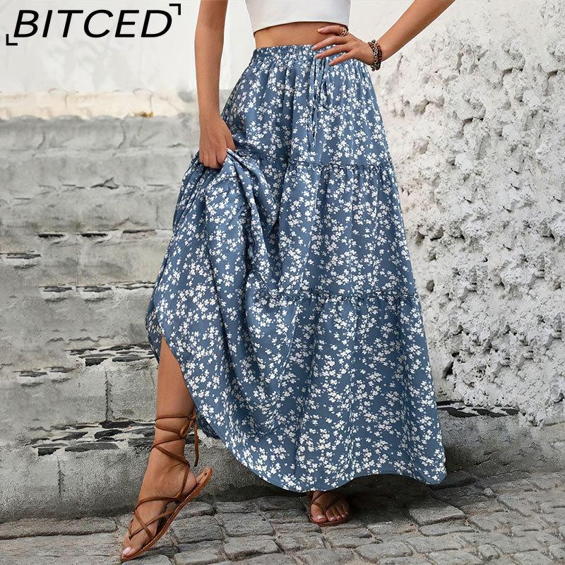 BITCED Women's Fashion Casual Floral Print Summer Spring Skirt