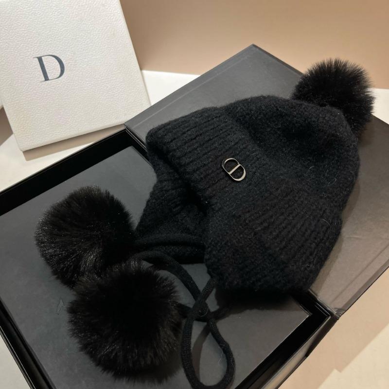 Zimní nový vlněný klobouk, dámská korejská verze sladkého klobouku s bambulí zakrývajícího uši, venkovní teplá pletená čepice ze směsi vlny