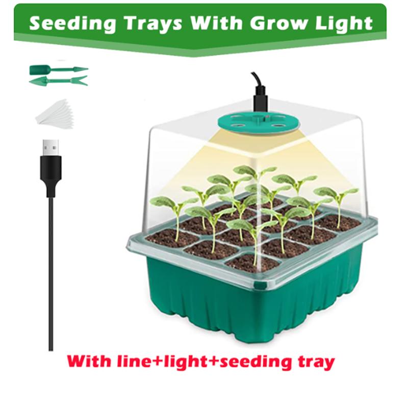 

Светодиодный светильник полного спектра для выращивания растений с лотком для рассады Лотки для семян растений, лотки для выращивания в теплице с отверстиями 12 ячеек на лоток