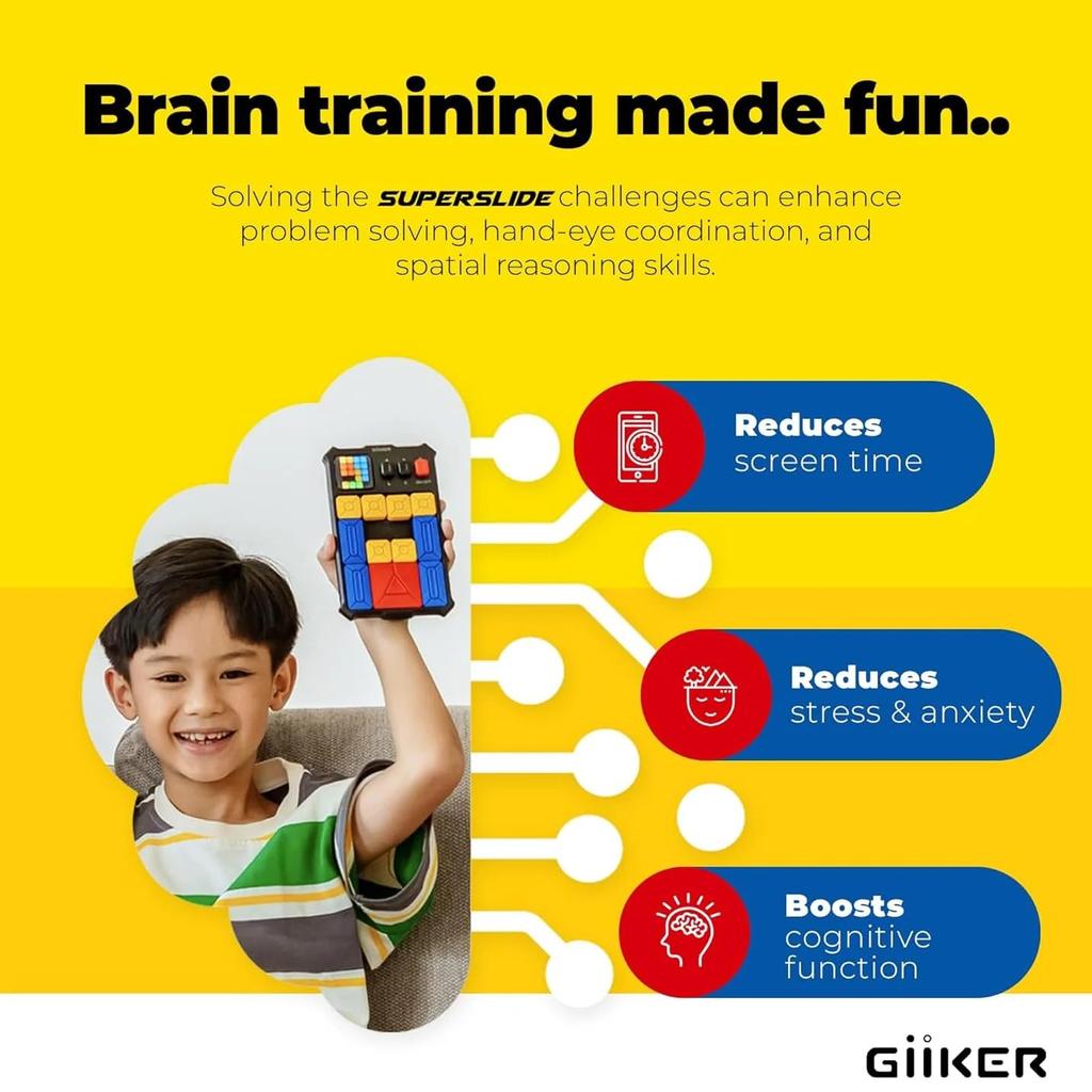 GiiKER Super Slide Portable Slide Puzzle Game, Educational Brain Training (Japanese Instructions Included) (Black)
