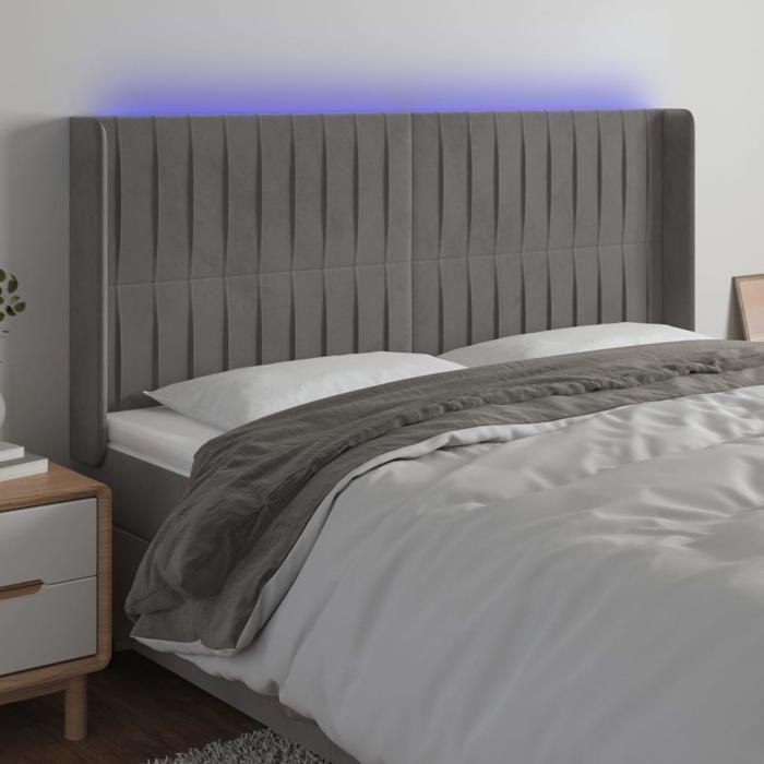VidaXL LED Headboard Bedroom Furniture Double Bed Accessory Head of Bed Frame Interior Light Grey 3124352