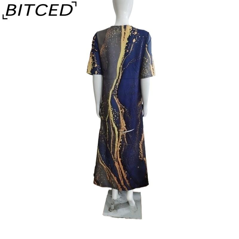 BITCED Women's Fashion-Forward Printed V-Neck Three-Quarter Sleeve Dress