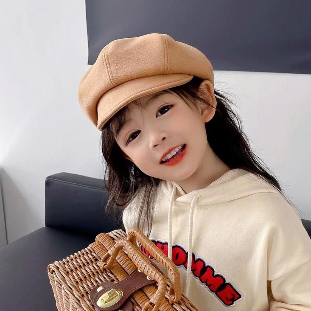 Y2K Kids Berets Cap Flat Children Newsboy Cap Soft Octagonal Hat  Boys