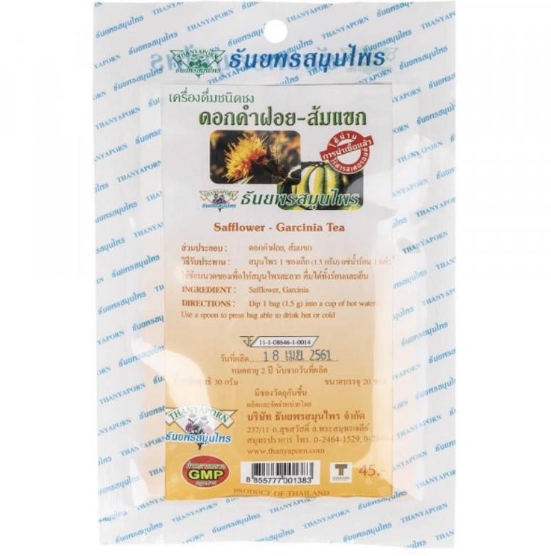 Thanyaporn Herbes Carthame avec Garcinia cambogia Tisane, 1 paquet, 20 sachets de thé