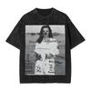 Streetwear Washed T Shirt Kate Moss  Cotton T Shirts  Fashion Tshirt For Men Summer Y2k Retro Pattern Tees