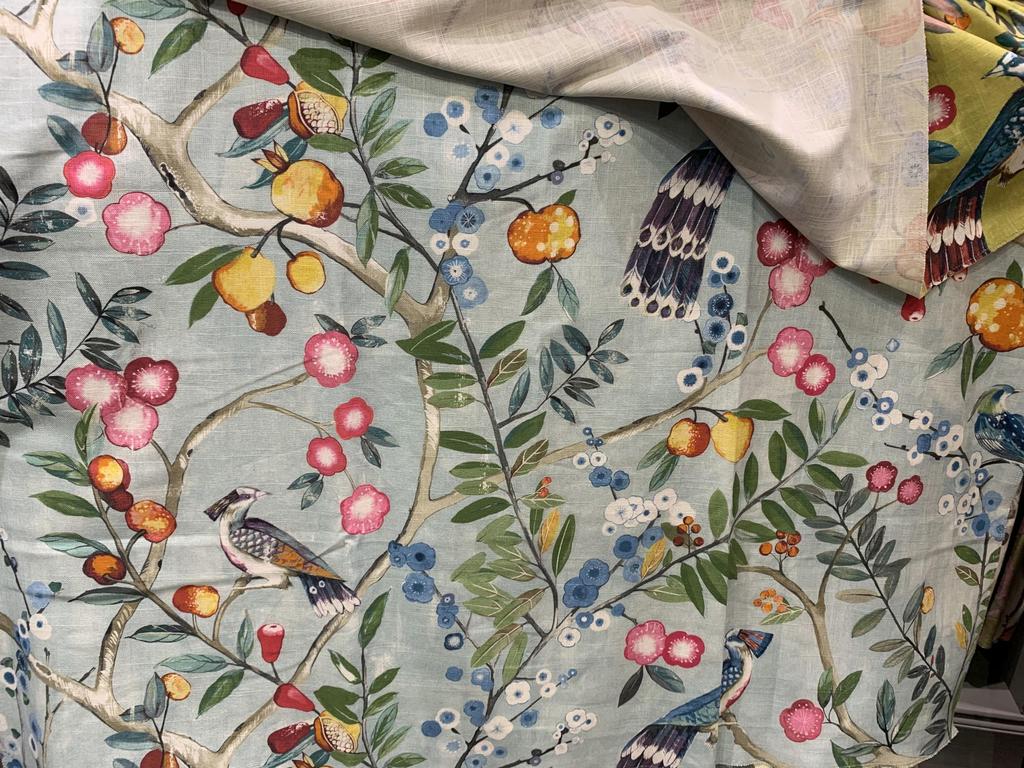 Cojín Estilo Exterior Costura Directa Británica en Lino Funda Zafiro, Tela, Importado, Japón, (Cersei Ume, Azul, 45x45cm)