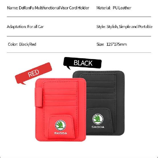 Car Hanging Sunglasses Clip for Skoda  Superb Kamiq Yeti Octavia Tour Rapid Kodiaq Karoq Kodiak Card Storage Bag Accessories