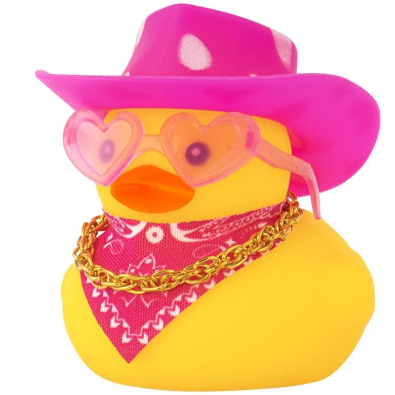 Rubber Cowboy Duck Car Ornaments Yellow Ducks Decoration Dashboard with Cowboy Hat Necklace Sunglasses