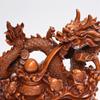 Golden Dragon Wood Root Sculpture: Hand-Carved Imitation Red Sandalwood Ornament for Living Room Decoration