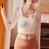 Spring Collection: Women's Long-Sleeve Mesh Yoga Suit with Chest Pads – Soft, Breathable, and Sexy Outdoor Sports Sunscreen T-Shirt