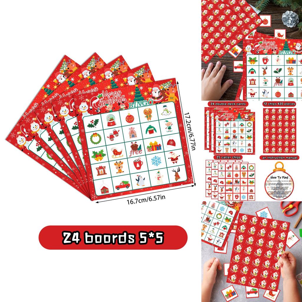 Christmas Party Bingo Game Kit With Snowman Cards For Family Gatherings
