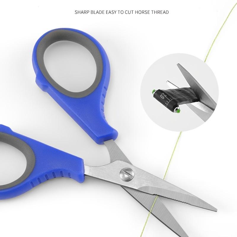 Compact Fishing Scissors with Line Cutter and Hook Remover | Ergonomic Black & Blue Handle,Fishing Accessories