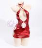 [Litany] Metallic Bodycon Enamel Distortion Moe-Sha Glossy Mini-Length Sexy Cosplay Costume Satō Kūki Kegareboshi (Red, L+)