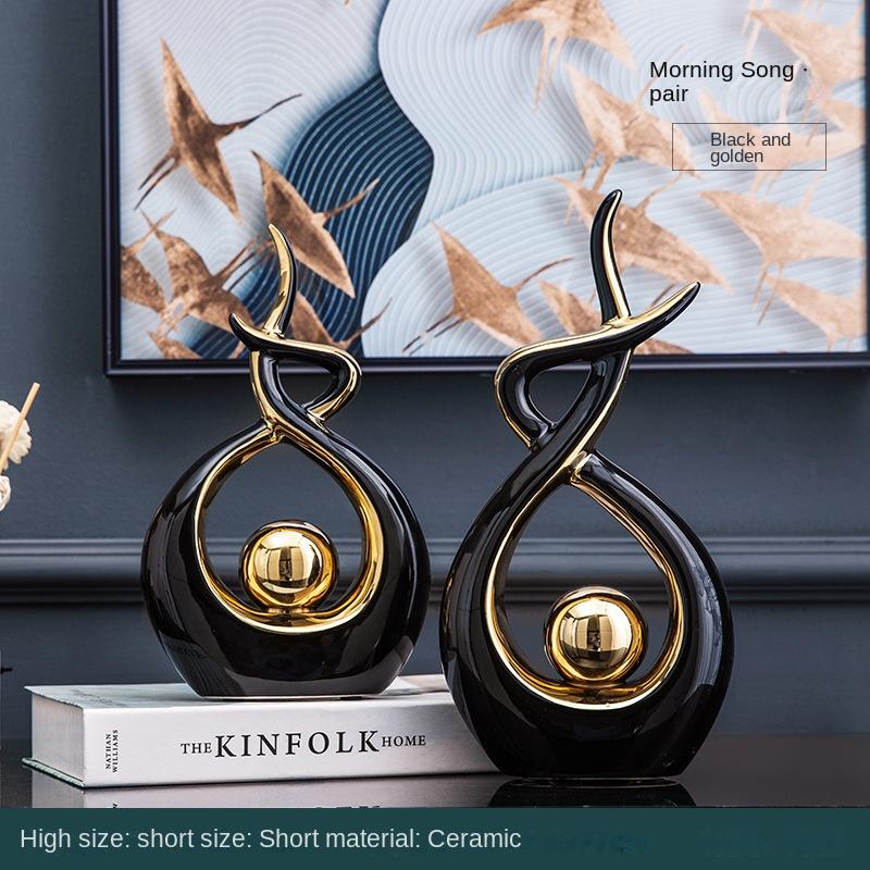 Nordic Light Luxury White Gold Gold Blue Ranní píseň Dekorace Domácí obývací pokoj Vinotéka TV skříňka Modelová dekorace pokoje