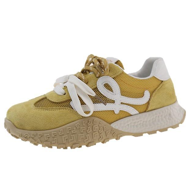 2025 spring and autumn new thick-soled color matching casual women's shoes Forrest Gump shoes mesh breathable small casual sports shoes