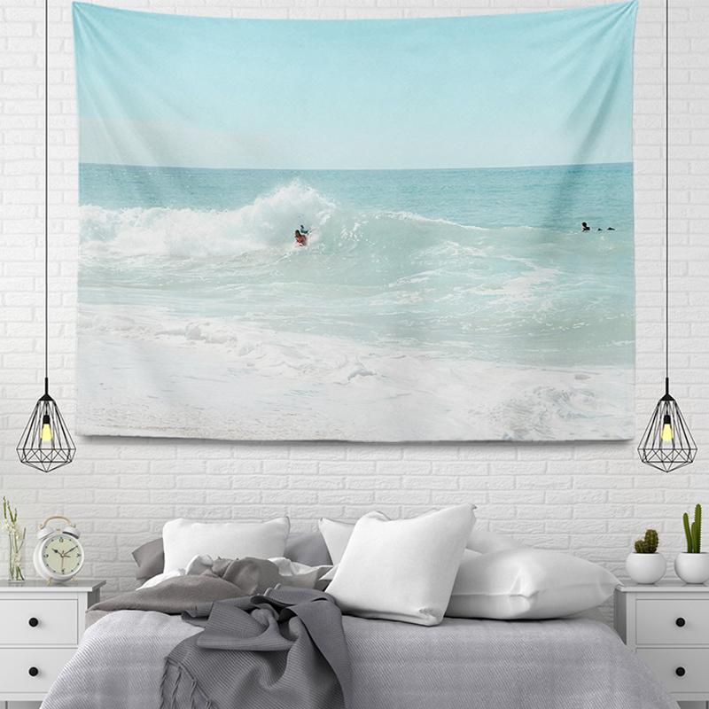 Summer Seaside Waves Sunset Beautiful Scenery Printing Pattern Tapestry Home Living Room Bedroom Wall Decoration Tapestry