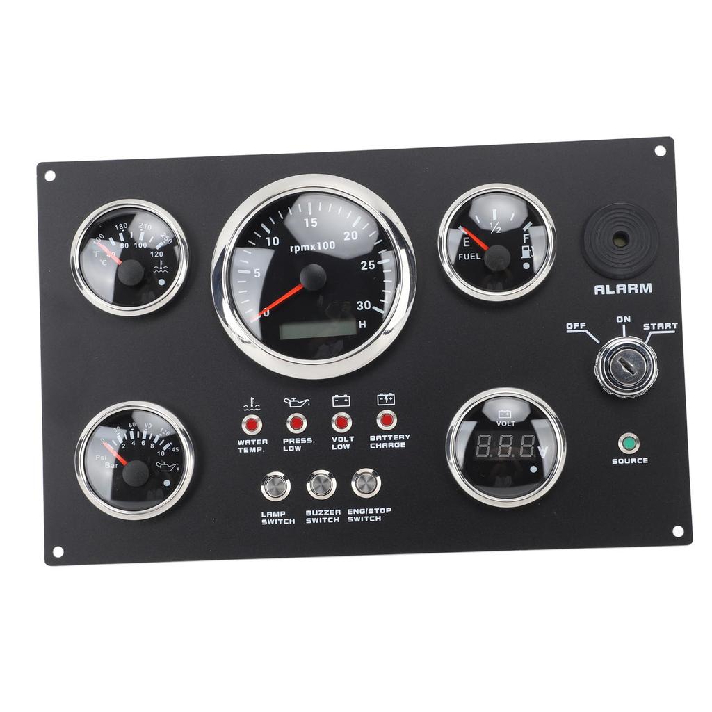 85mm Instrument Panel Gauge Set 24V 0 to 3000RPM Water Temperature Oil   Oil Pressure with Key for Boat Yacht