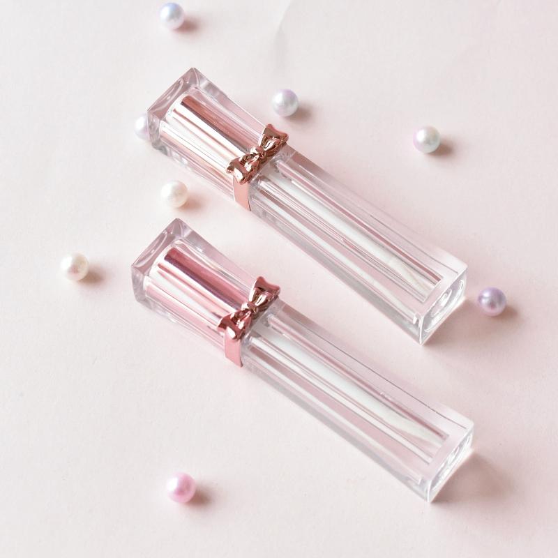 

1Pcs Empty Portable 3.5Ml Lip Gloss Tubes Diy Clear Bowknot Lip Glaze Tubes,Square Rose Gold Cosmetic Packing Container onesize