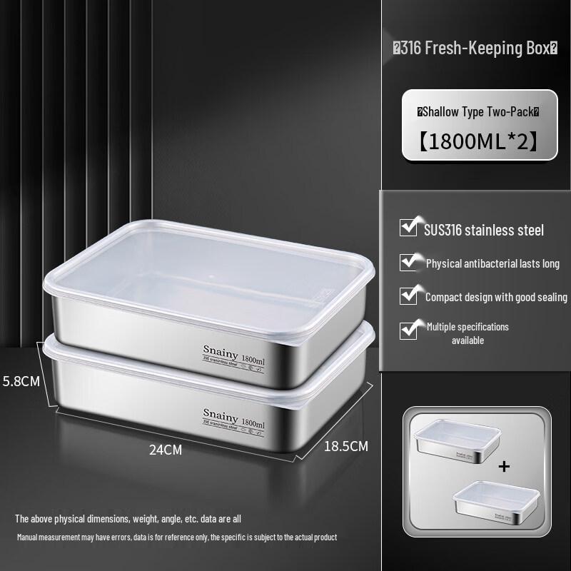 Xihe 316L Stainless Steel Food Storage Square Container Set